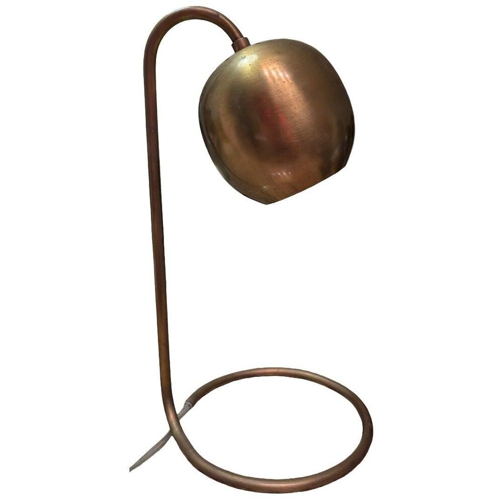 West Elm Scoop Table Lamp Copper Finish Adjustable Dome Ring Base 16.5 Inch